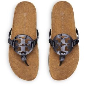 Tory Burch Miller Cloud Thong Women's Perfect Black / Natural Sandals / 9M